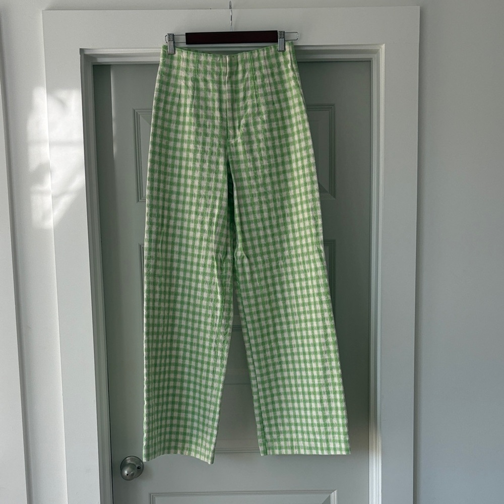 Zara Green Checkered Trousers